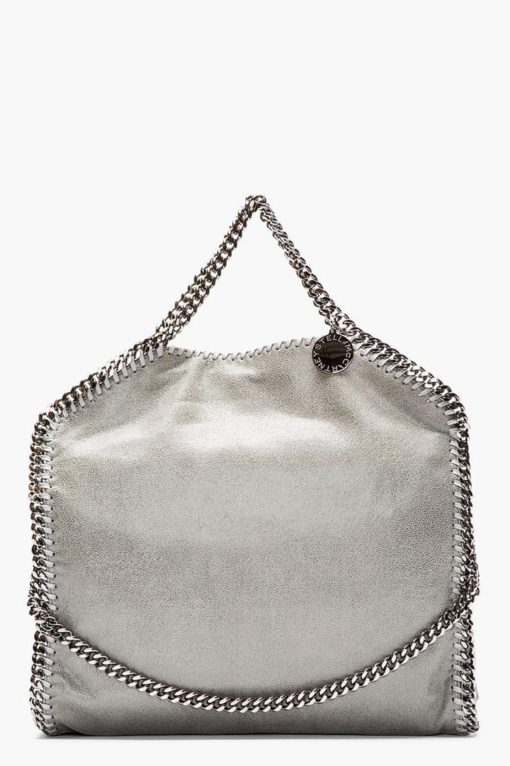 Stella Mccartney Light Grey Shaggy Deer Fold Over Falabella Bag