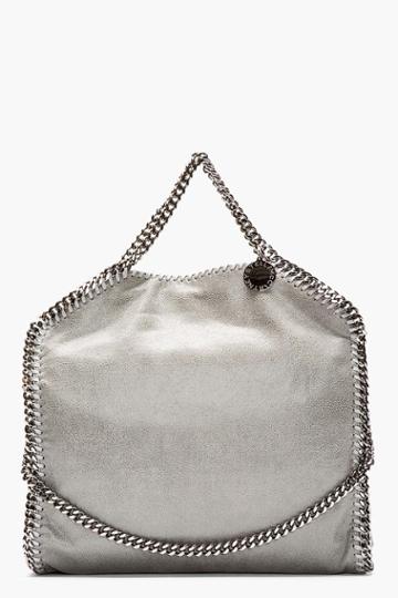 Stella Mccartney Light Grey Shaggy Deer Fold Over Falabella Bag