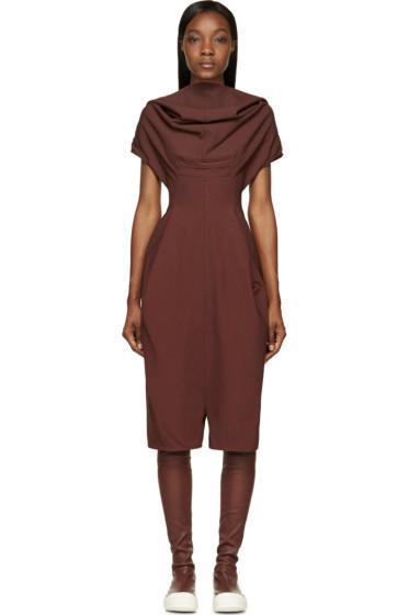 Rick Owens Burgundy Cowled Bodybag Jumpsuit