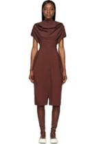 Rick Owens Burgundy Cowled Bodybag Jumpsuit