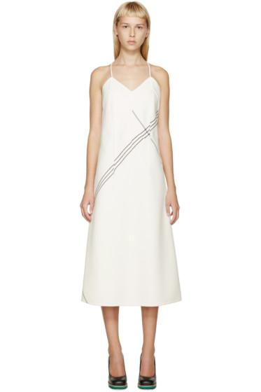 Jil Sander Ivory Wool Striped Vernice Dress