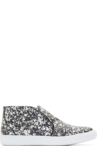 Pierre Hardy Black And White Snakeskin Slip-on Sneakers