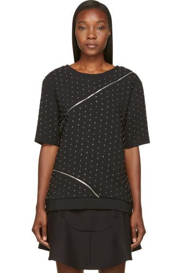 Jay Ahr Black Studded And Zipped Phenice Top