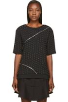 Jay Ahr Black Studded And Zipped Phenice Top