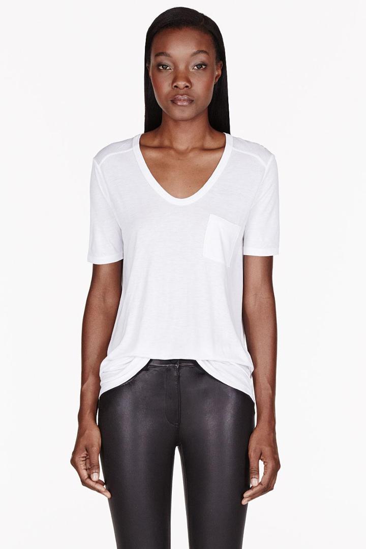 T By Alexander Wang White Classic Pocket T-shirt