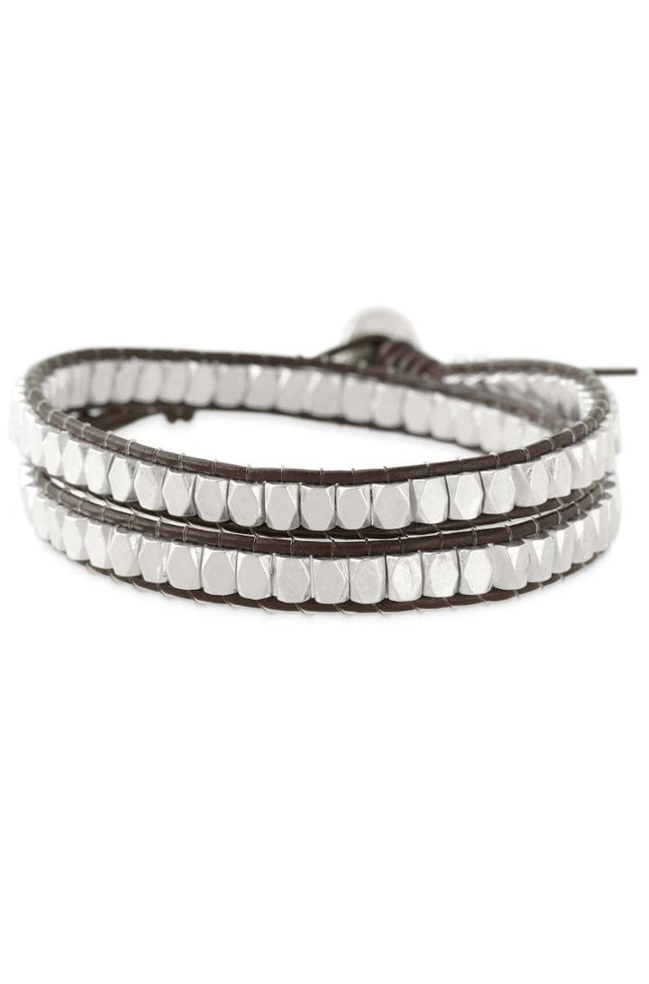 Stella & Dot Nugget Wrap Bracelet - Silver