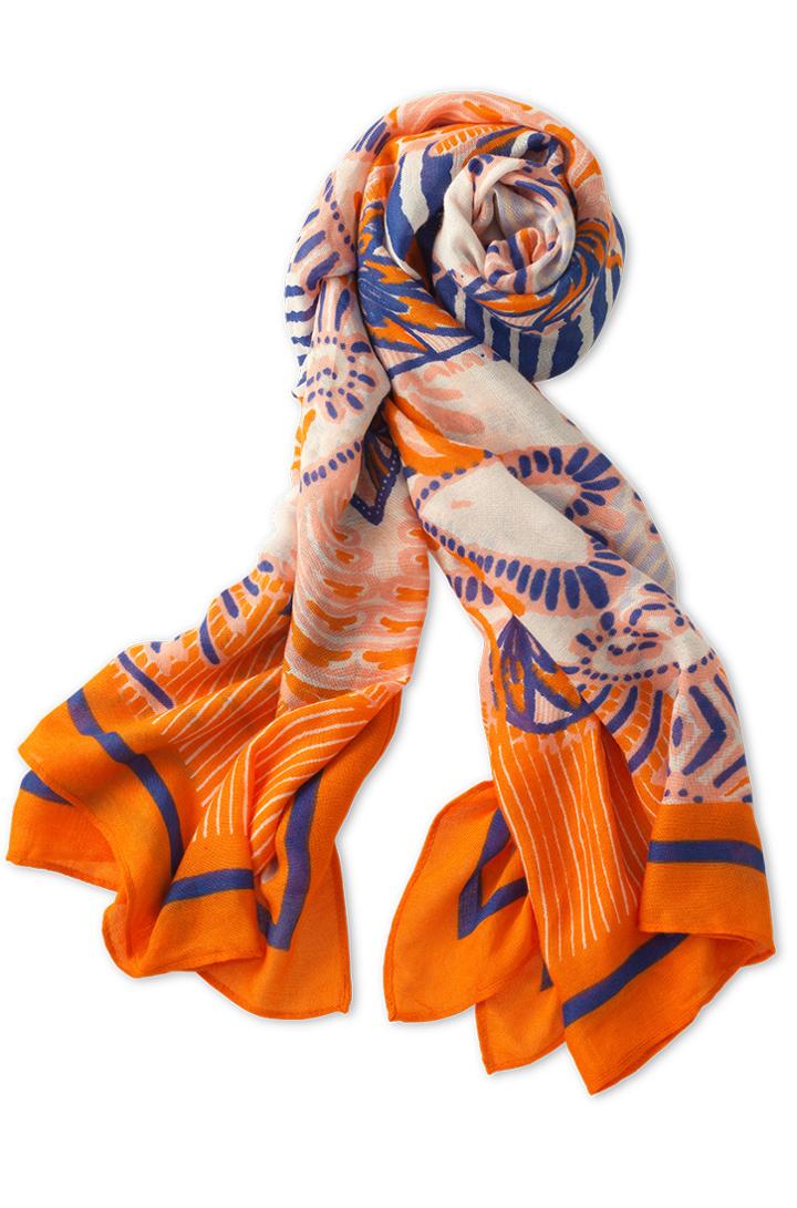 Stella & Dot Union Square Scarf - Fresh Tangerine Mixed Print