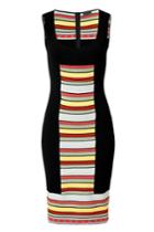 Fendi Fendi Black/multicolored Striped Panel Knit Dress