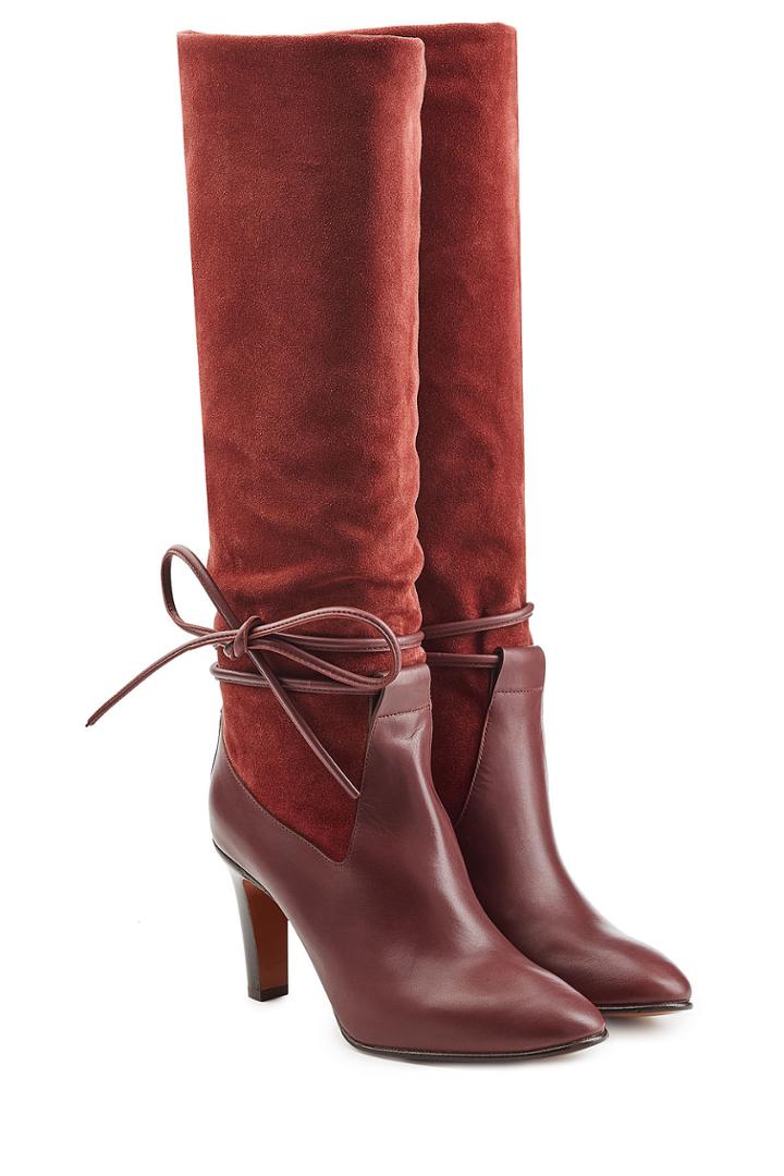 Chloé Chloé Suede And Leather Boots With Side Tie
