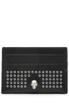 Alexander Mcqueen Alexander Mcqueen Embellished Leather Card Holder - Black
