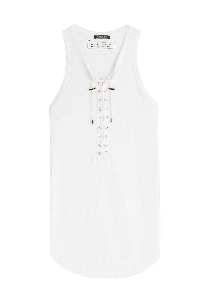 Balmain Balmain Lace-up Linen Tank