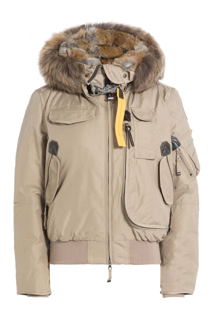 Parajumpers Parajumpers Gobi Down Bomber Jacket With Fur Trimmed Hood - Beige