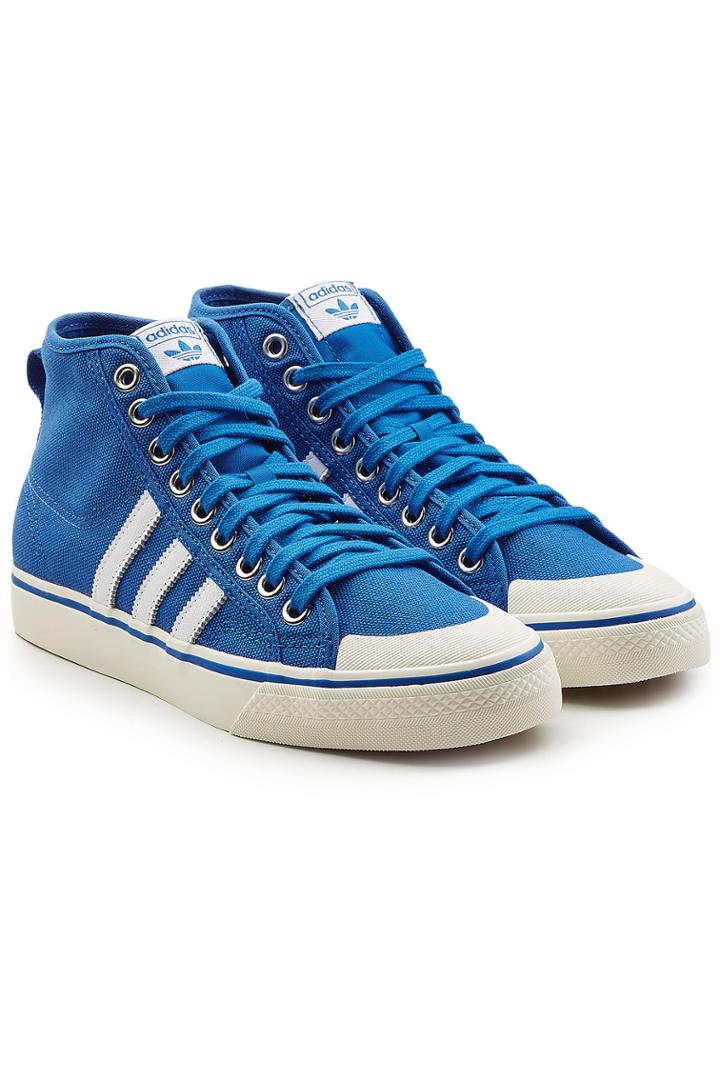 Adidas Originals Adidas Originals High-top Canvas Sneakers With Leather