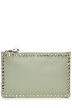 Valentino Valentino Leather Rockstud Large Flat Clutch - Turquoise