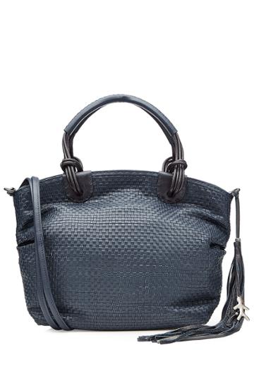 Henry Beguelin Henry Beguelin Woven Leather Tote With Tassel - Blue