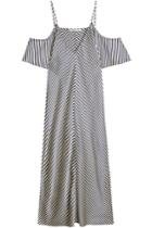 T By Alexander Wang T By Alexander Wang Striped Silk Dress With Cut Out Shoulders