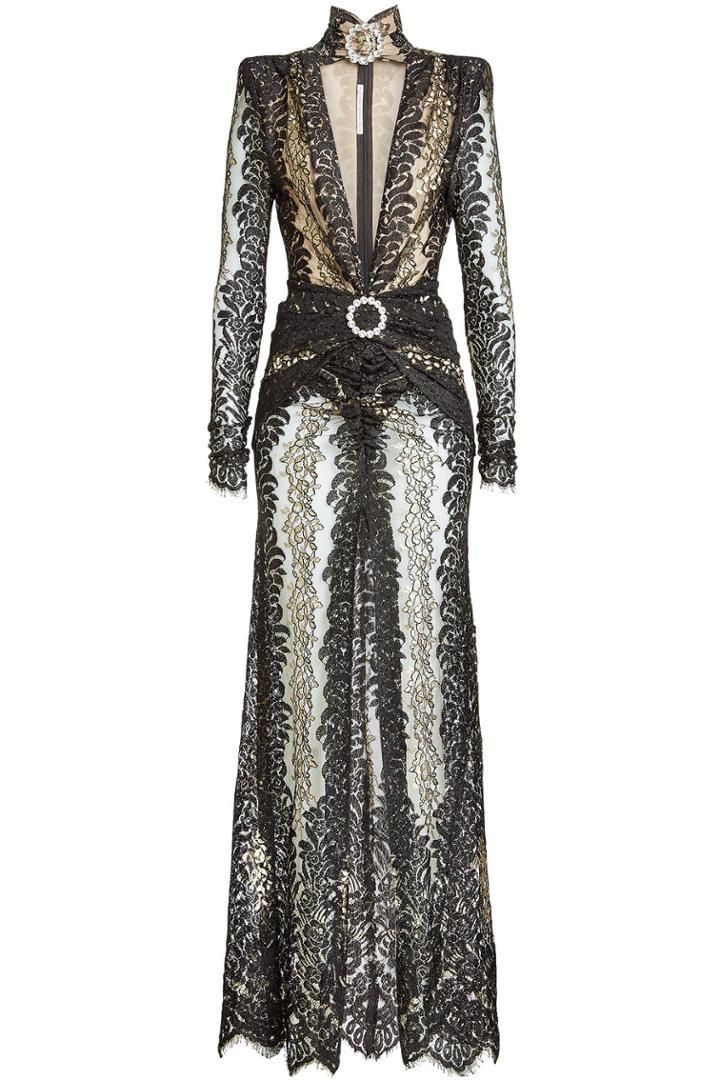 Alessandra Rich Alessandra Rich Lace Gown With Embellished Choker