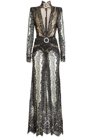 Alessandra Rich Alessandra Rich Lace Gown With Embellished Choker