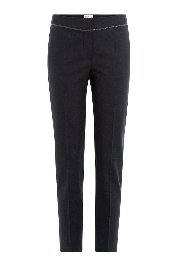 Brunello Cucinelli Brunello Cucinelli Wool-cotton Pants With Embellishment