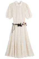 Valentino Valentino Cotton Crochet Dress With Floral Belt - White