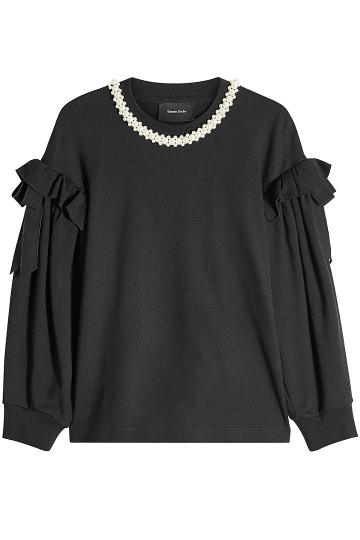 Simone Rocha Simone Rocha Beaded Ruffle Sweatshirt