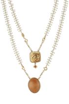Gas Bijoux Gas Bijoux Necklace With Mother Of Pearl, Wood And Glass