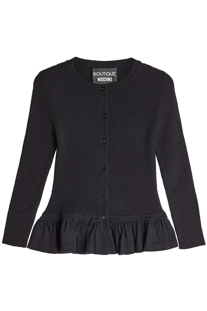 Boutique Moschino Boutique Moschino Virgin Wool Cardigan With Ruffled Hem