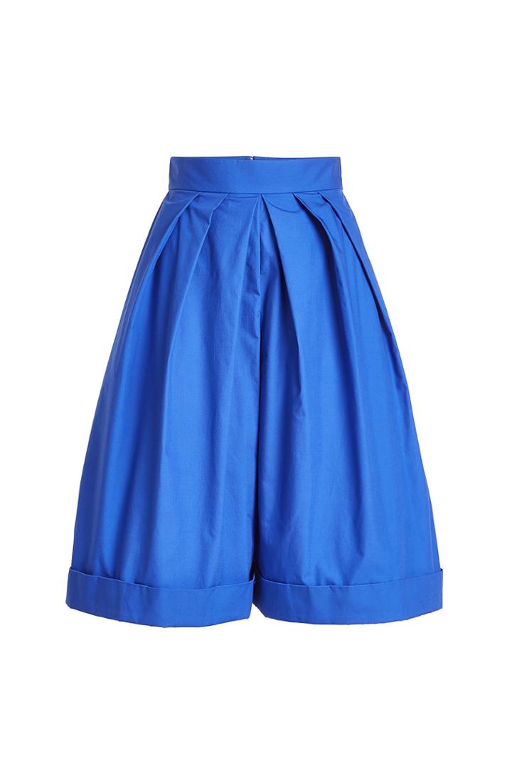 Delpozo Delpozo High-waisted Pleated Cotton Shorts