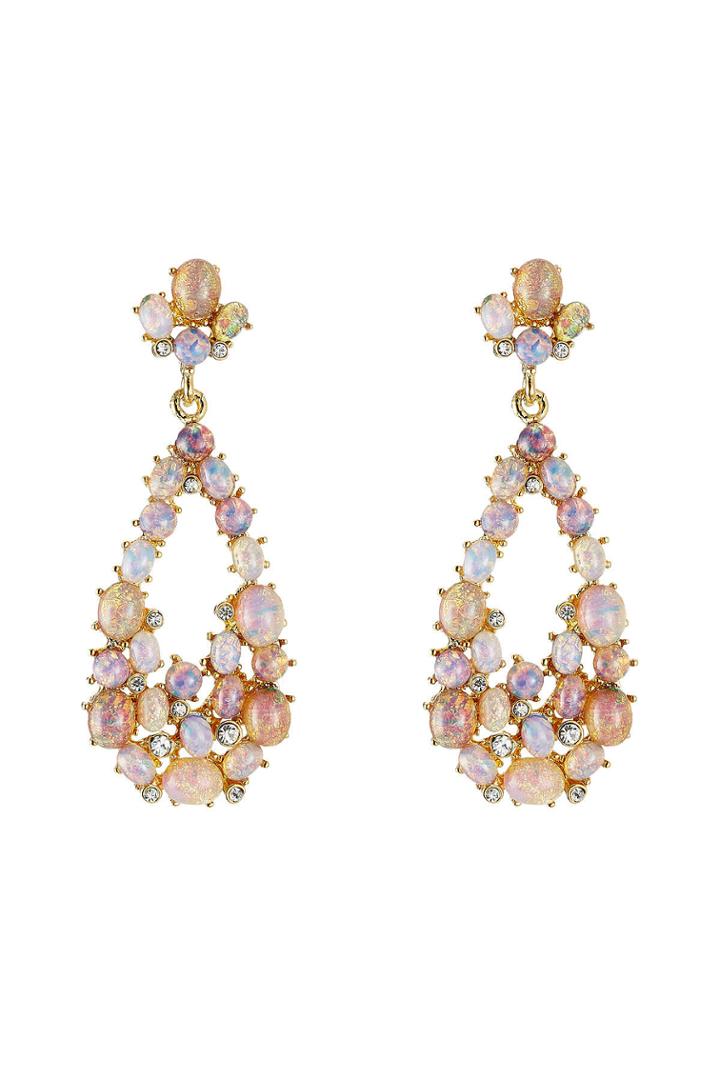 Kenneth Jay Lane Kenneth Jay Lane Opalescent Drop Earrings With Crystal Embellishment - Gold