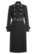 Philosophy Di Lorenzo Serafini Philosophy Di Lorenzo Serafini Wool Coat With Belt And Embossed Buttons - Black