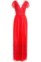 Alberta Ferretti Alberta Ferretti Silk-cotton Gown With Lace - Red