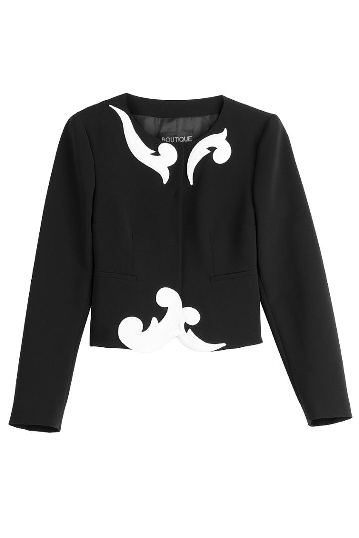 Boutique Moschino Boutique Moschino Crepe Jacket With Contrast Applique - Black