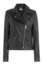 Karl Lagerfeld Karl Lagerfeld Leather Biker Jacket With Embossed Motif - Black