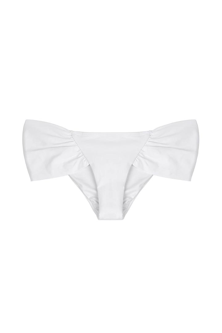 Ondademar Ondademar Ruched Wide Side Bikini Bottoms - White