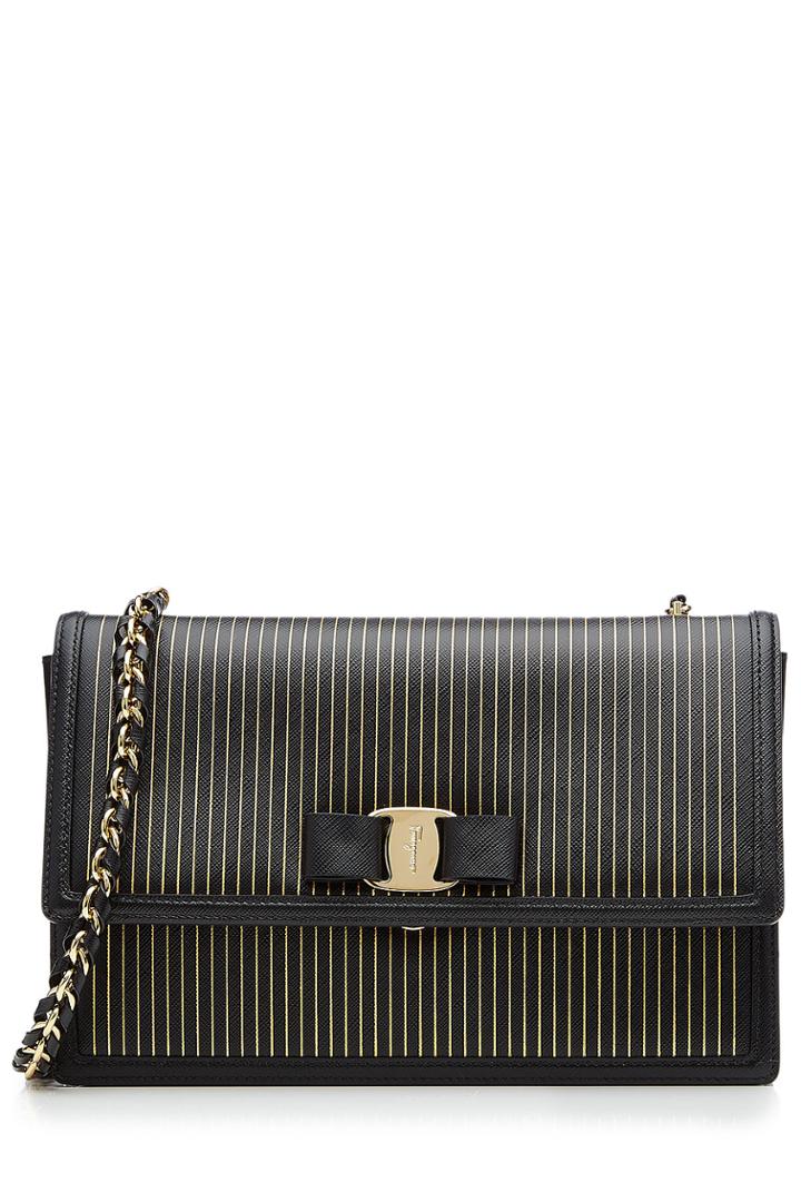 Salvatore Ferragamo Salvatore Ferragamo Ginny Striped Leather Shoulder Bag - Stripes