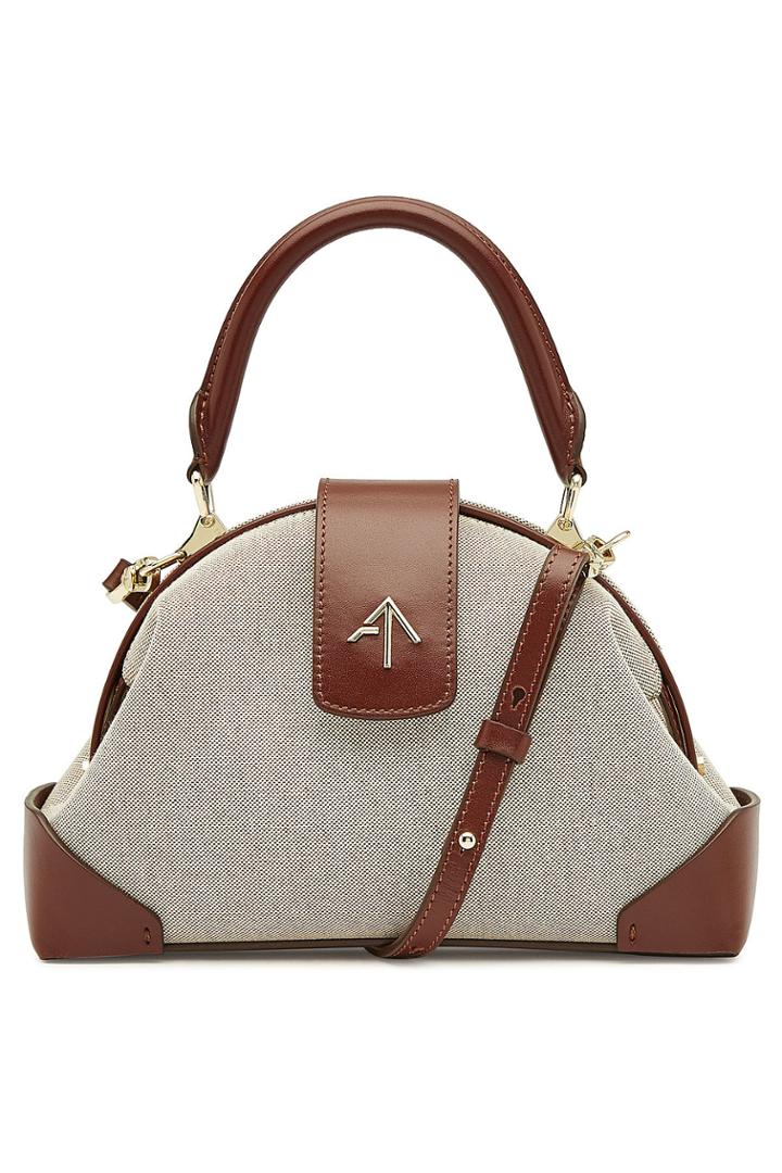 Manu Atelier Manu Atelier Cotton And Leather Demi Top Handle Satchel