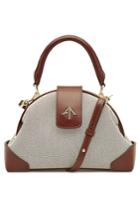 Manu Atelier Manu Atelier Cotton And Leather Demi Top Handle Satchel