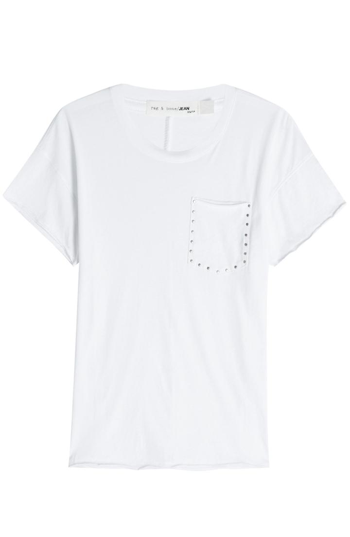 Rag & Bone Rag & Bone Cotton T-shirt With Embellished Breast Pocket - White