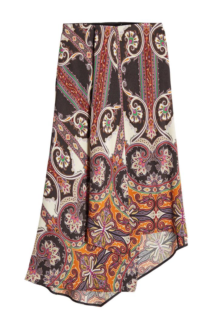 Etro Etro Printed Asymmetric Skirt With Wool