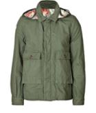 Golden Goose Cotton Parka With Hood In Military Green/flowers