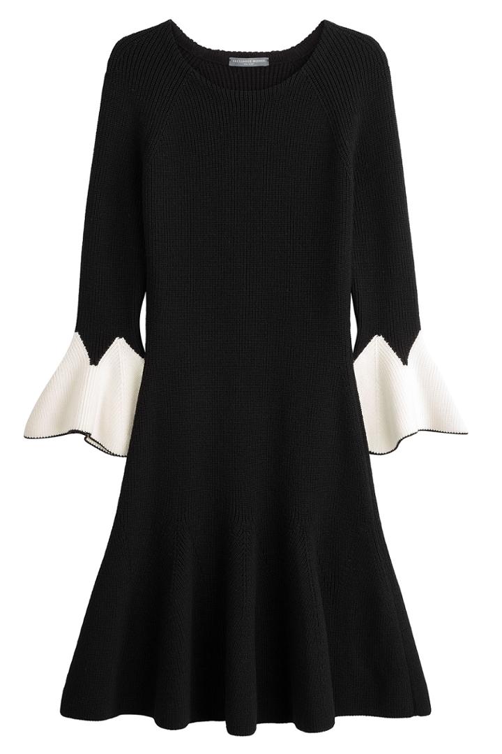 Alexander Mcqueen Alexander Mcqueen Wool Dress With Ruffled Sleeves - Black