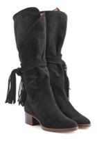 Chloé Chloé Suede Knee Boots With Fringing - Black