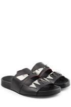 Fendi Fendi Embellished Leather Slides