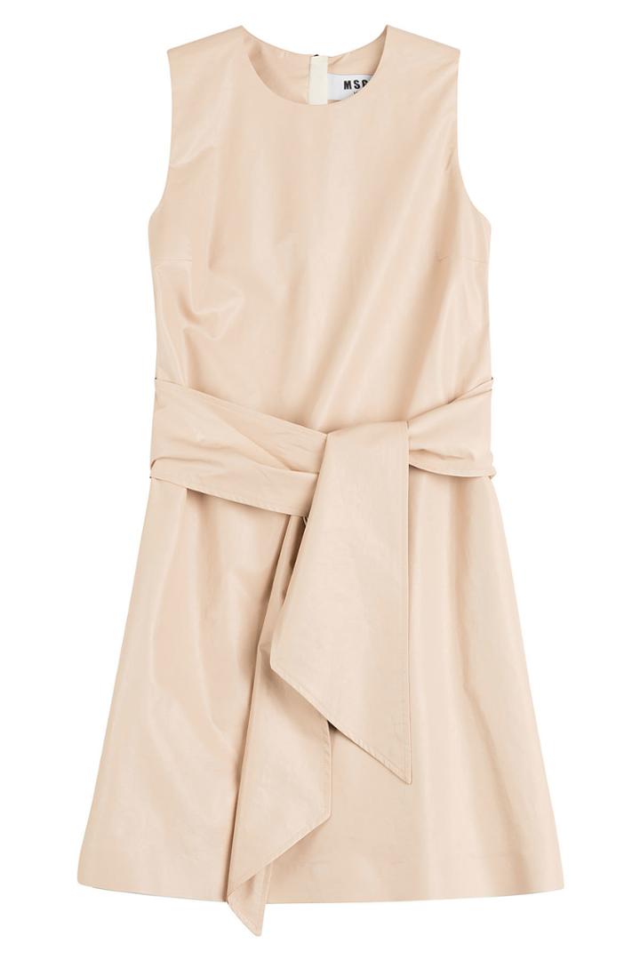 Msgm Msgm Cotton-blend Tie-front Dress - Beige