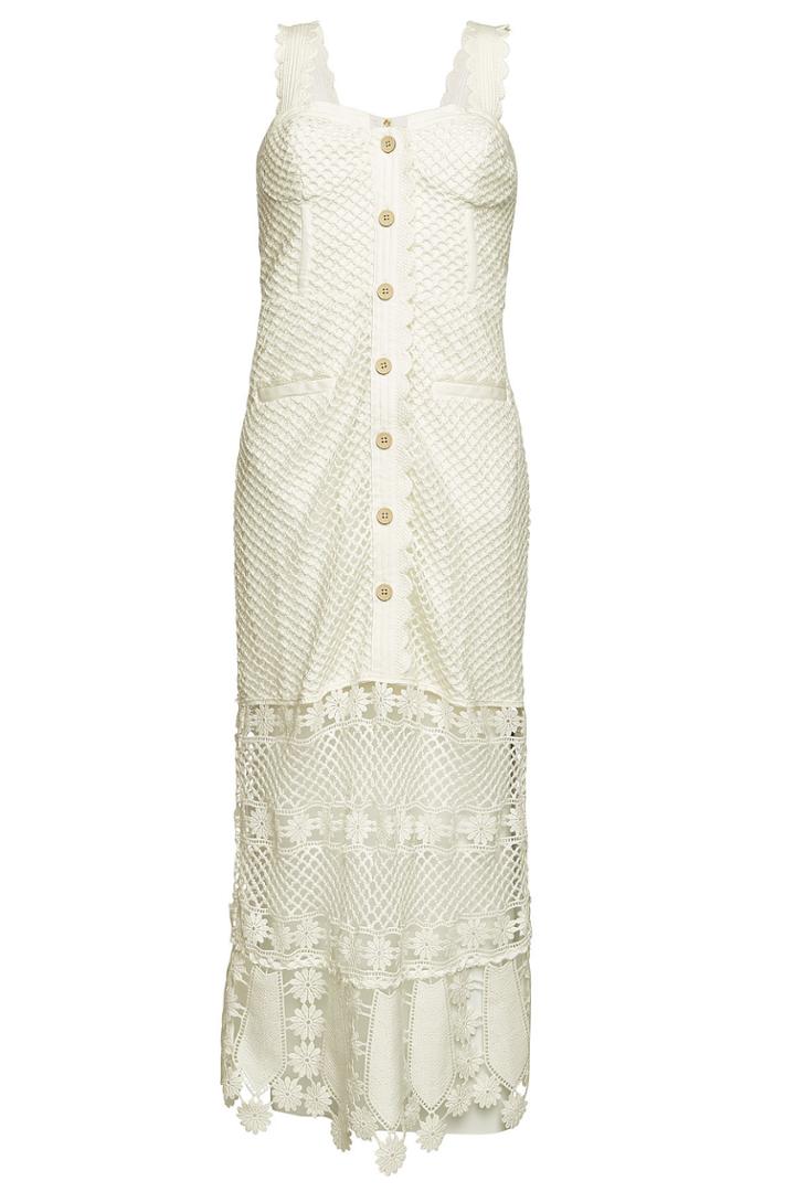 Self-portrait Self-portrait Fishnet Crochet Lace Midi Dress