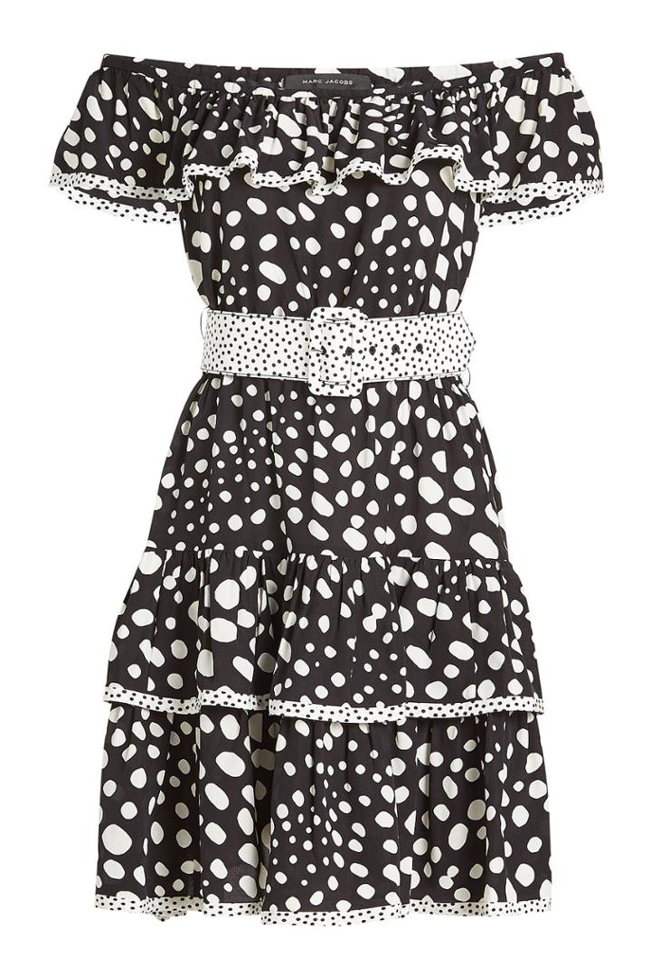 Marc Jacobs Marc Jacobs Printed Off-the-shoulder Silk Dress