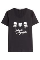 Karl Lagerfeld Karl Lagerfeld Painted Karl Signature Printed Cotton T-shirt - Black