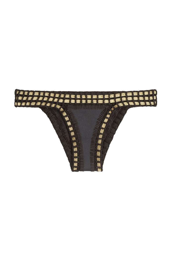 Kiini Kiini Chacha Bikini Bottoms With Hand Crocheted Trim - Black