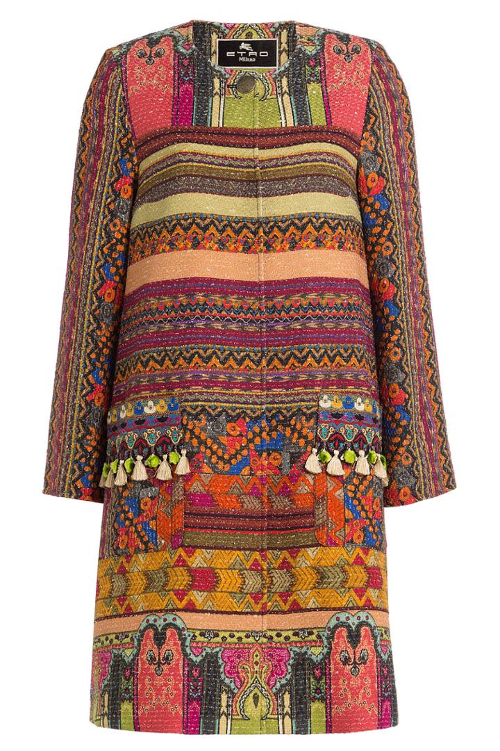 Etro Etro Embroidered And Embellished Cotton Coat - Multicolored