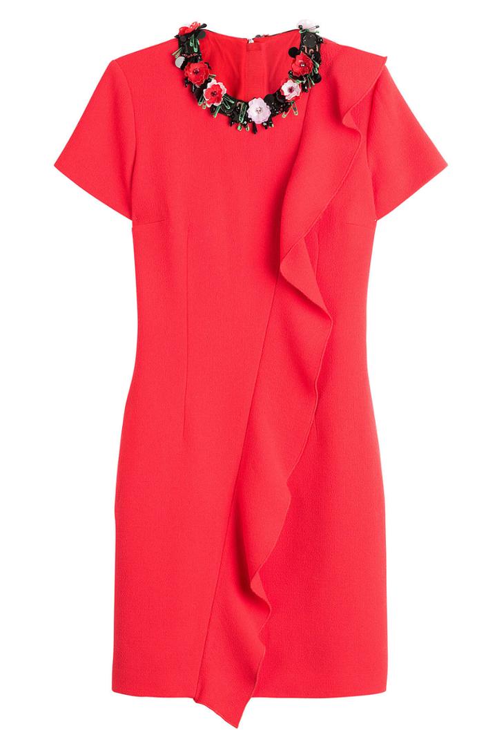 Msgm Msgm Wool Dress With Flower Embellishment